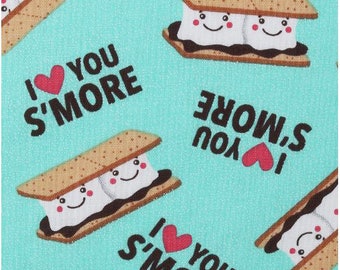 Food Print, fun print I love you S'more design quilt cotton.