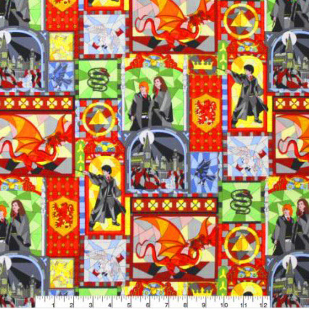 Harry Potter Stained Glass Window Fabric. Harry Potter Fabric by the