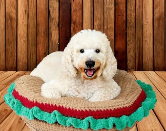 Crochet Dog bed pattern-crochet pattern Dog in the Hamburger Dog bed-pet bed in two sizes 20 inch-skill level easy