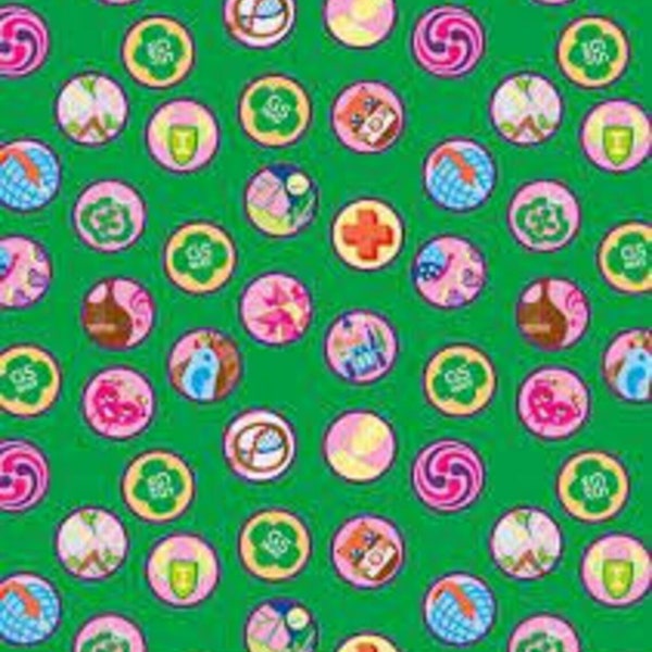 Girl Scout badges out of print  cotton fabric. Fat quarters.