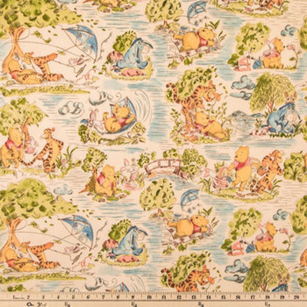 SALE Winnie the Pooh fabric fabric fat quarters, or Winnie the Pooh fabric by the yard. Disney licensed fabric.