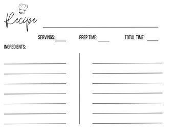 Editable Modern Recipe Cardrecipe Card Templateprintable Recipe ...