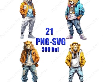 Clip art de león estilo grafiti, PNG SVG Vector, diseño para camisetas (descarga digital)