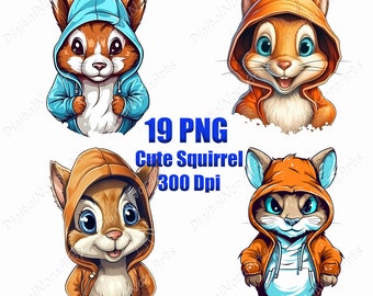 Squirrel Clipart, Graffiti Style Vector PNG Graphics (Digital Download)