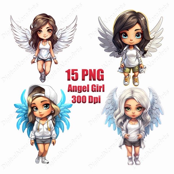 Angel Girl,logo,clipart,png,T-shirt design ,graffiti style,vector illustration,DigitalNoraArts