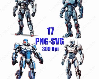 Robocop Clipart Bundle, Graffiti Style, Vector Illustration (PNG SVG)