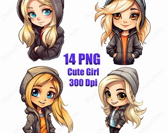 Cute girl,logo,clipart,png,T-shirt design ,graffiti style,vector illustration,DigitalNoraArts