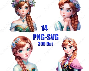 Anna Clipart Bundle, Graffiti Style, Vector Illustration (PNG SVG)