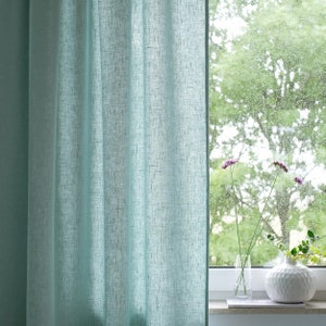 Custom Mint Green Linen Curtain: Tab Top Style