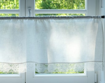 Linen cafe curtains | Cafe curtains | Custom made curtains for kitchen |  Cafe curtains for kitchen