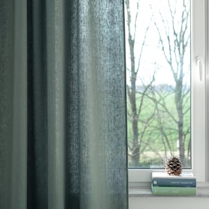 Tende di lino / Tende verdi / Tenda di lino verde salvia / Tende personalizzate