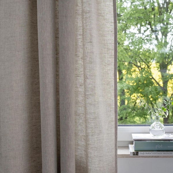 Linen curtains natural beige |  Linen curtain panels | Custom curtains | Leinenvorhang | Gardine Leinen | Rideaux en Lin