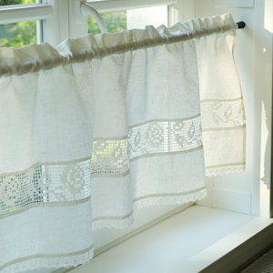 French country linen curtain | Custom made curtain for kitchen bathroom