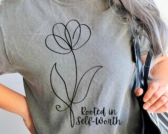 Rooted in Self Worth Floral Christian Design (png, svg, pdf, jpeg)