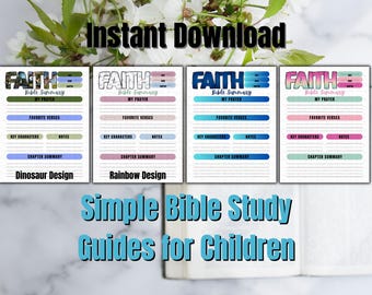 Bible study guides for children, Bible Study Digital download, Bible Study Guide, Faith-Based Guide Colorful Bible Study Download
