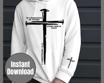 1 Corinthiens 16:13 Art biblique, soyez courageux, PNG SVG PDF (fichier numérique)