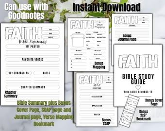 Printable Bible Study Bundle, Verse Mapping Printable Bible Study Guide, Faith Study Guide, Christian Study Guide, Bible Study