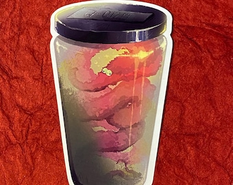4" Worm on String Specimen Jar Sticker