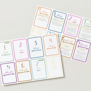 Ensemble de Cartes Flash Éducatives - Mois Islamiques, Hégiriens - Apprentissage Ludique