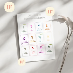 De 12 maanden van de islamitische kalender – Islamitische educatieve poster