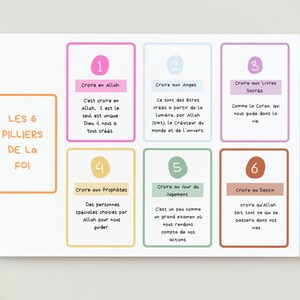 Les 6 piliers de la foi, cartes flashs éducatives islamiques