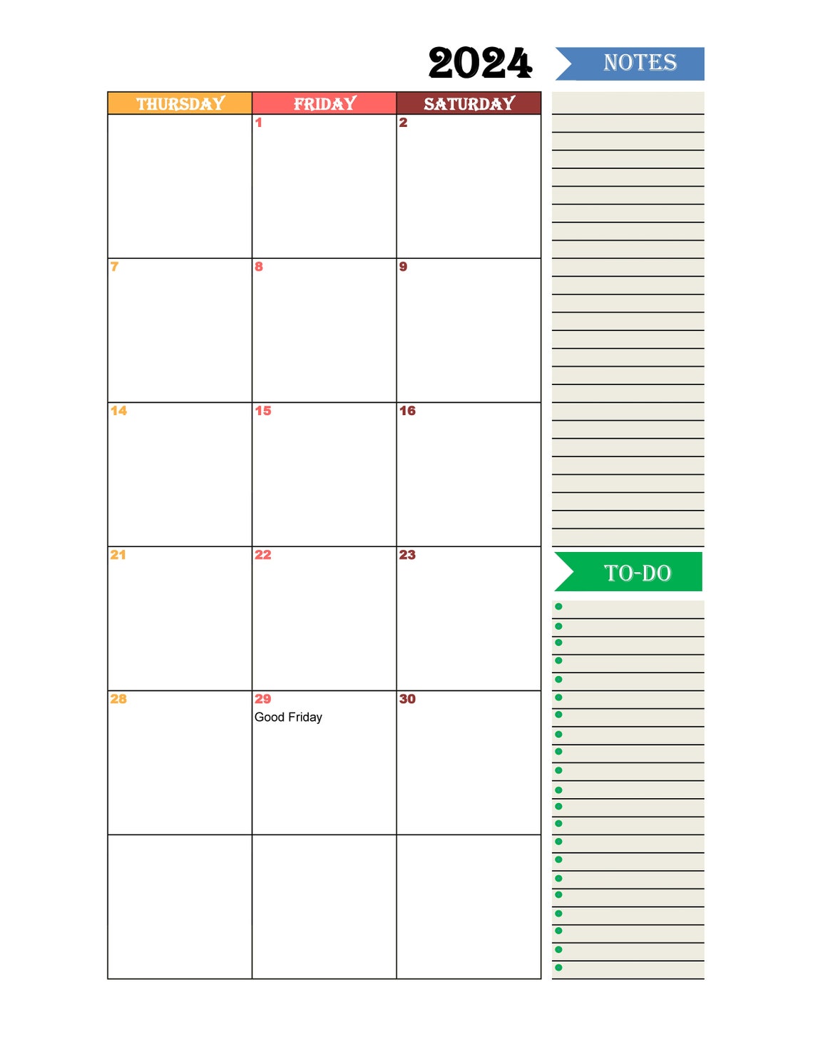 2024 Two Page Monthly Calendar, A4 Size, Printable Calendar, Elegant ...