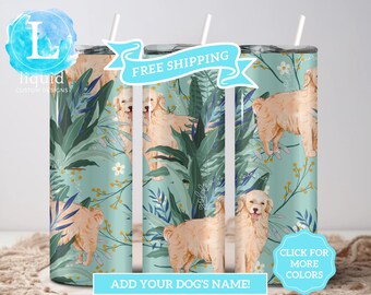 Golden Retriever Cup, Golden Mom, Golden Retriever Mama Christmas Gift, Golden Retriever Skinny Tumbler, Personalized Golden Lover Gift