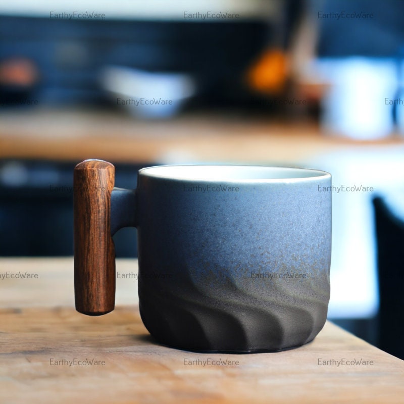 Natural Wooden Handle Espresso Mug Tiny Coffee Cup Gradient Etsy Australia