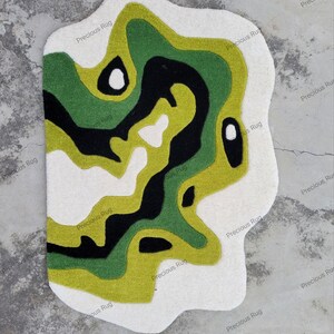 Irregular Amoeba Shaped Rug green Moss / Custom Rug, Fluffy & Soft ...