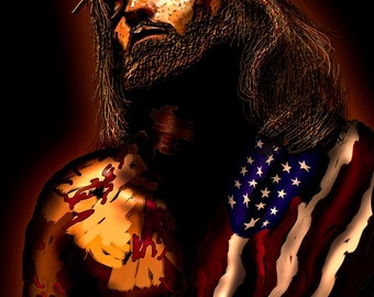 16x20 Canvas Jesus with Flag