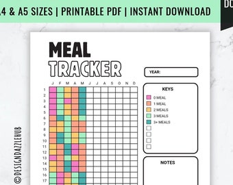 Yearly Meal Tracker: A5 Printable Food Log (Digital Download)