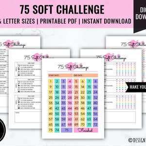75 Soft Challenge Tracker: Editable Fitness Habit (Digital Download)