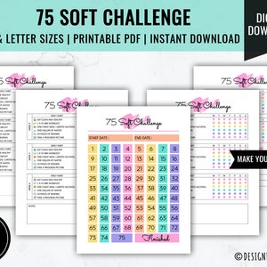 75 Soft Challenge Tracker: Editable Fitness Habit (Digital Download)