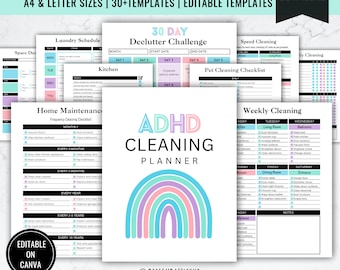 Adhd Daily & Monthly House Cleaning Schedule | Daily Household Chores Deep Cleaning Checklist | House Cleaning List | Declutter Challenge