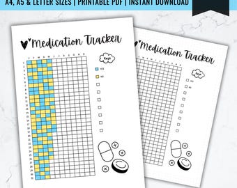 Medication Tracker Printable: Pill Chart, Medication Log (PDF)