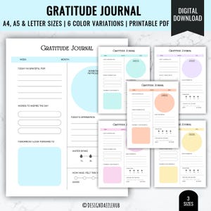 5 Minute Gratitude Journal | Self Care, Mental Health & Mindfulness Journal | Daily Gratitude Log | Self Care Planner | Wellness Journal