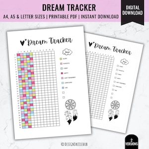 Dream Tracker | Printable Bullet Journal Insert | Planner Page | Dream Log | Dream Journal | Sleep Tracker | Dream Diary | Dream Analysis