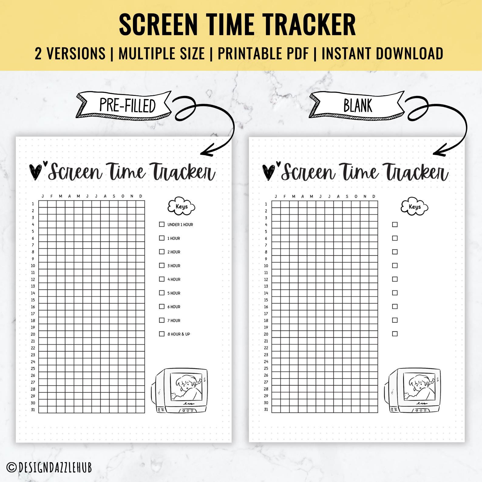 Screen Time Tracker Printable | Digital Usage Log (PDF) - Etsy