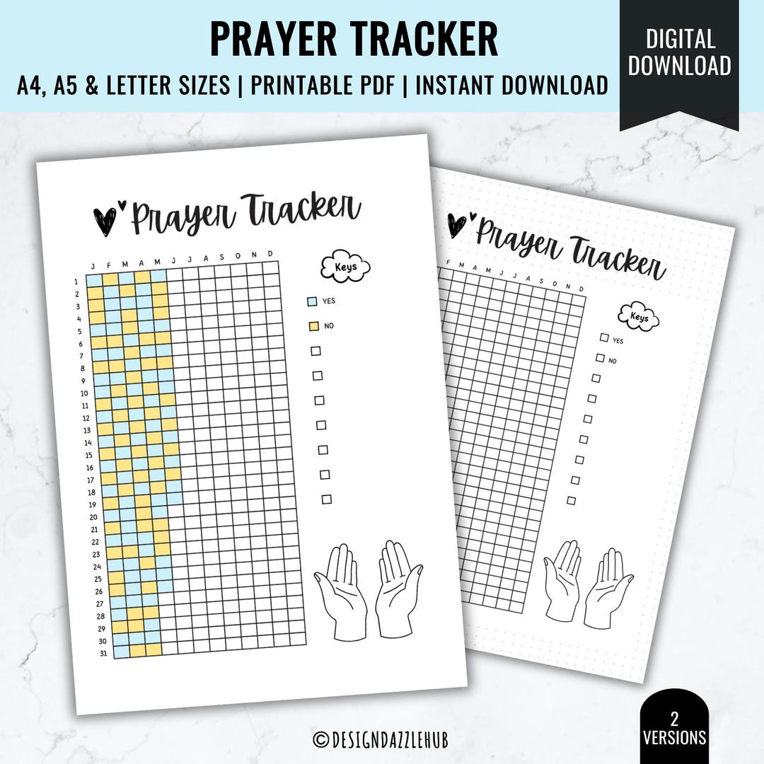 Prayer Tracker Printable: Daily Bible Study Journal (digital Download ...