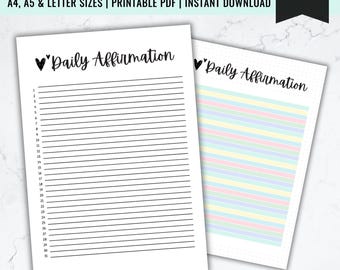 Journal quotidien d'affirmations imprimables : agenda bien-être (PDF)