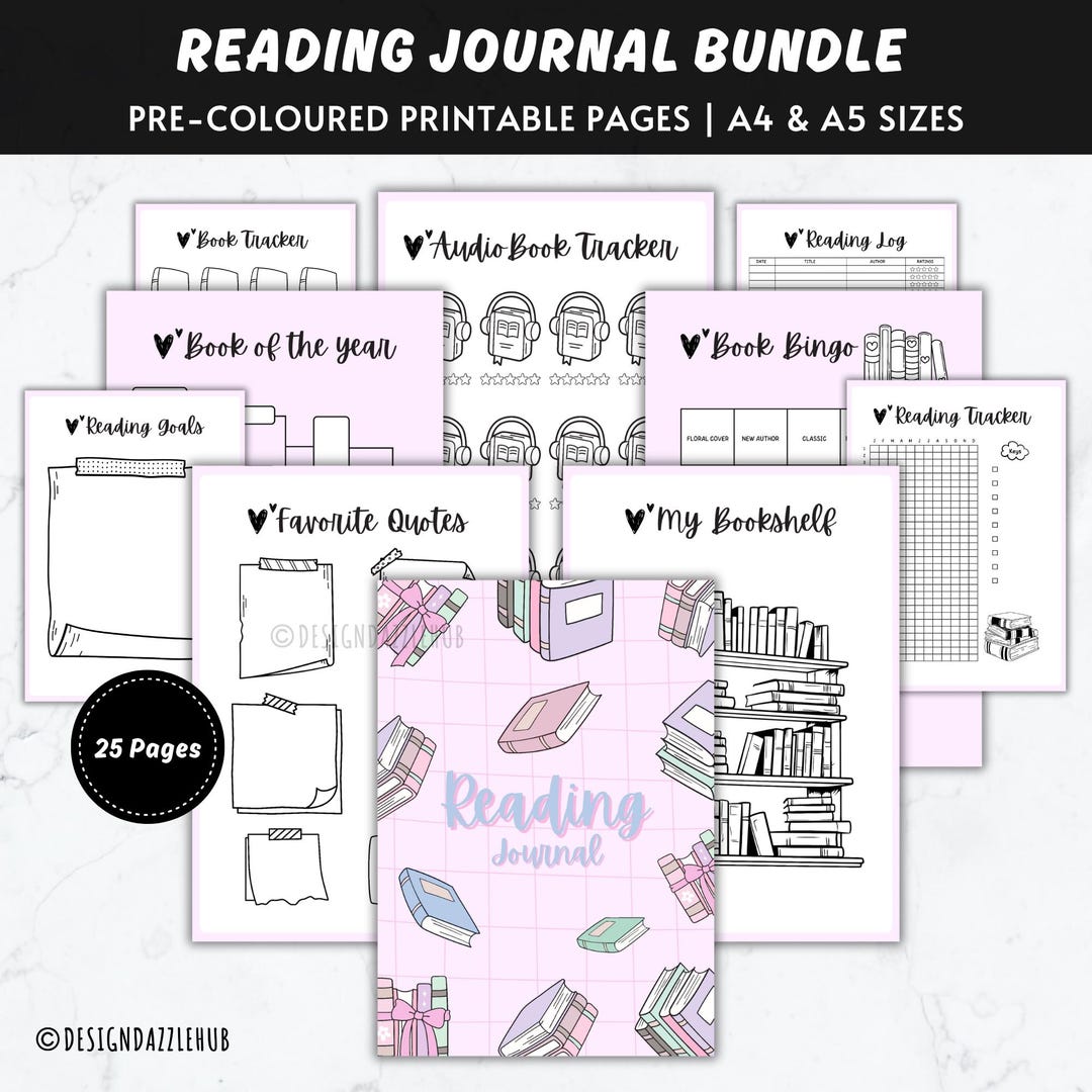 Reading Journal Printable Bundle | Book Tracker, Challenges (A4/A5 PDF ...