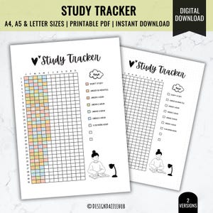 Study Tracker | Bullet Journal Pages Ideas | Planner Page | Study Planner | Study Log | Study Template | Student Agenda | Yearly Study List