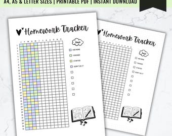 Afdrukbare huiswerktracker: pagina leerlingplanner (digitale download)