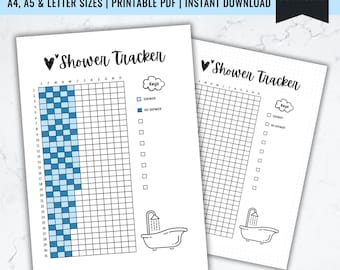 Shower Tracker Printable: Self Care Habit Log (Digital Download)