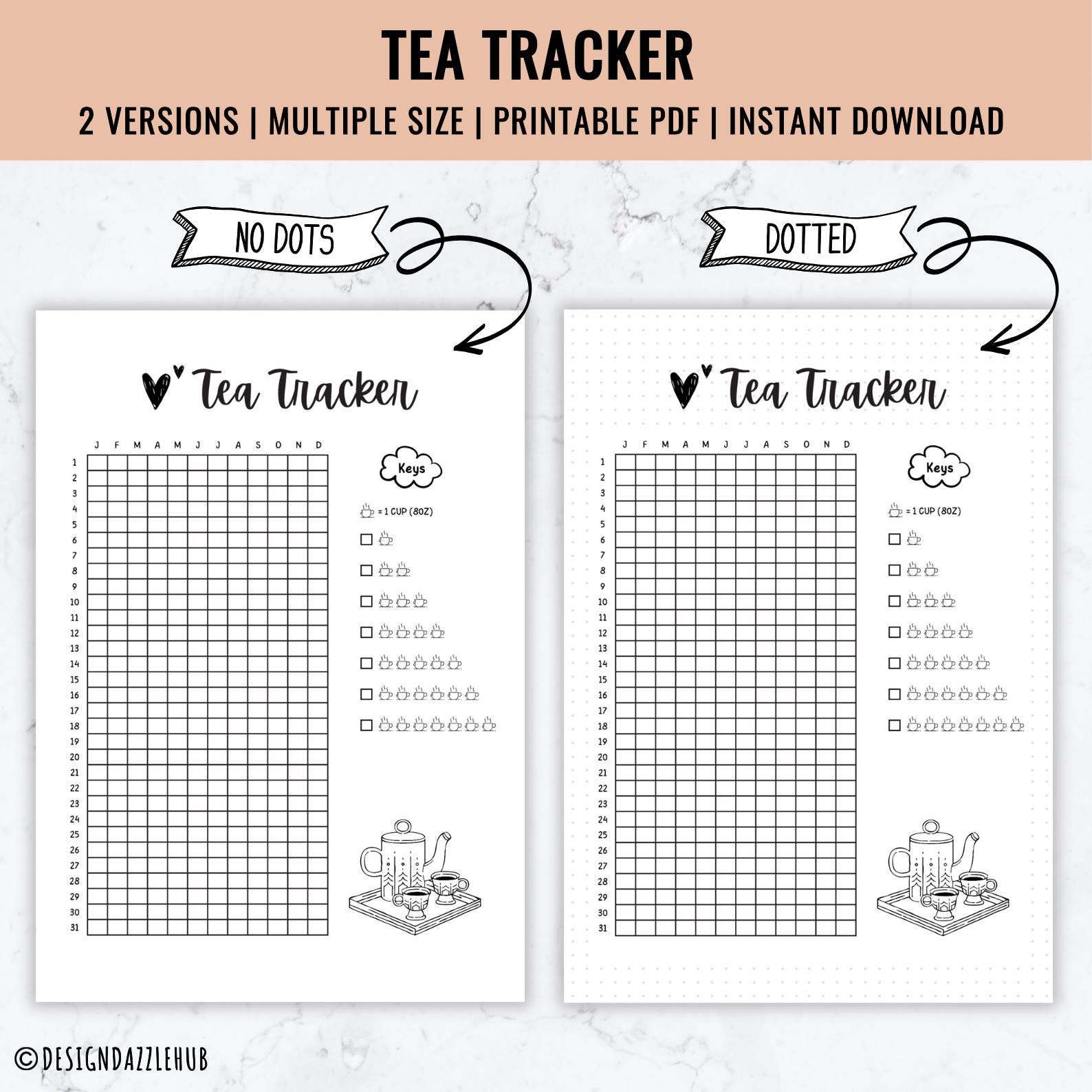 Trackerr Tea Tea Tracker Printable: A4, A5, US Letter Sizes (PDF Download) - Etsy UK