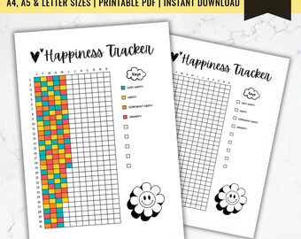 Happiness Mood Tracker Printable | Daily Journal (PDF)
