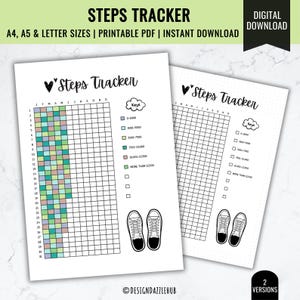 Steps Tracker | Track Steps | Premade Bullet Journal Pages | Fitness Tracker | Health Tracker | Planner Page | Fitness Goal | Step Goal