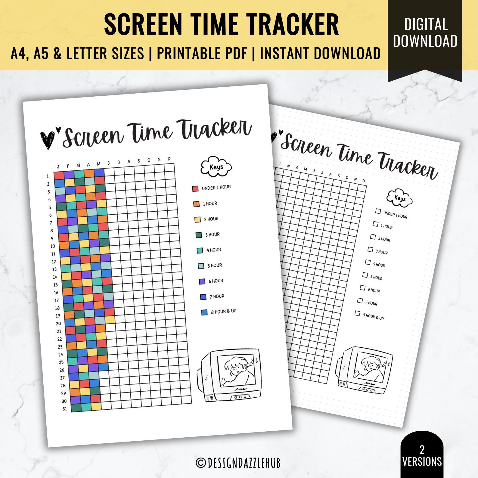 Screen Time Tracker Printable | Digital Usage Log (PDF) - Etsy