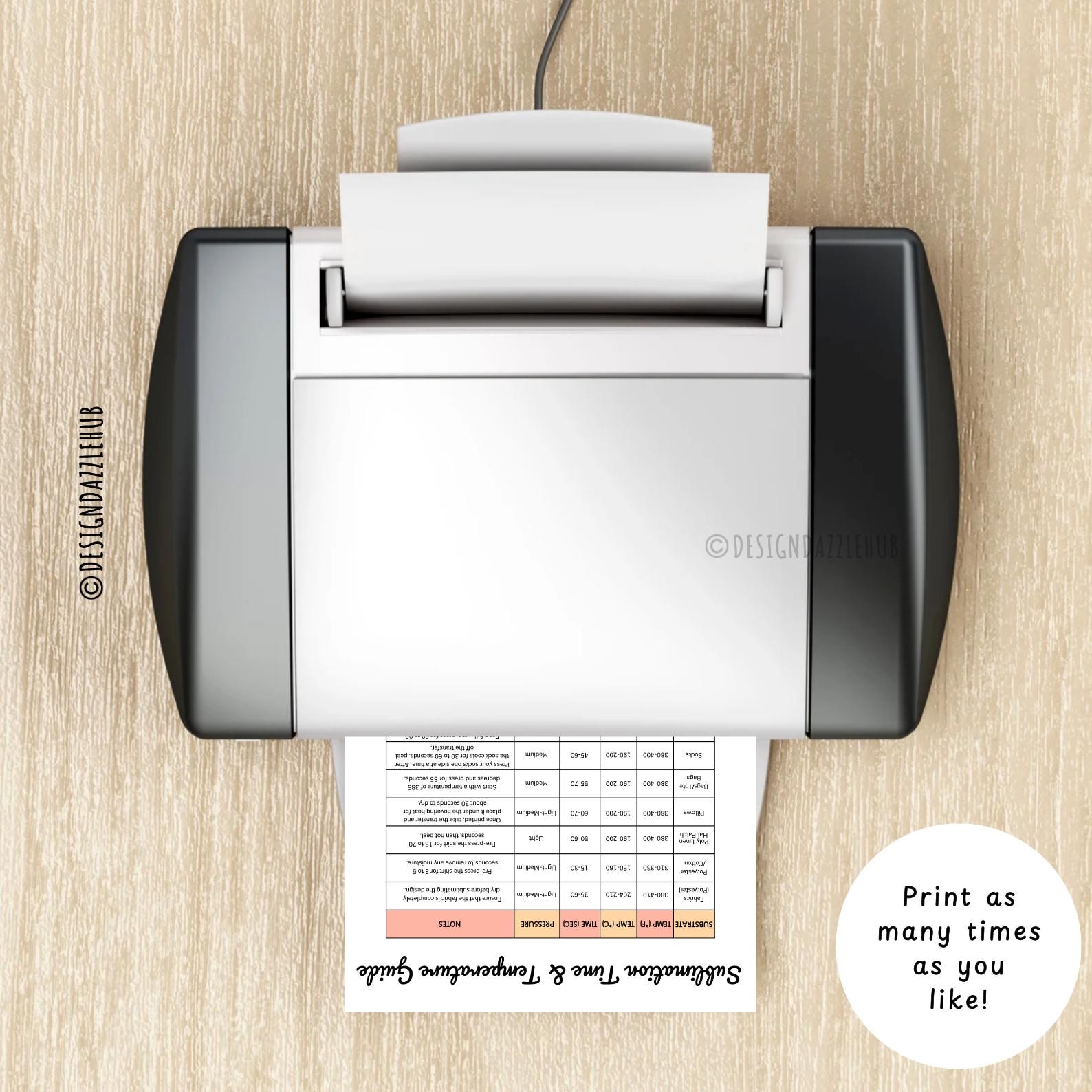 Sublimation Timer Sublimation Time & Temperature Guide Chart (digital Download) - Etsy