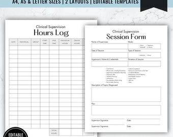 Clinical Supervision Form & Hours Log: Therapist Template (PDF)